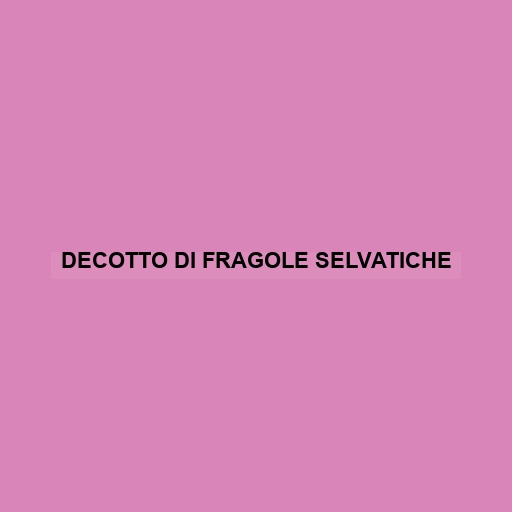 Decotto Di Fragole Selvatiche